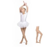 OVISSA Collant da Balletto per Bambina Tinta Unita 40 DEN Morbidi Elastici e Resistenti 4 TAGLIE & 3 COLORI: Bianco, Nudo, Nero