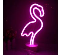 Ovker Insegna Luminosa al Neon, LED Fenicotteri Segnaletica, Luci al Neon Notturna con Alimentata a Batteria O USB per Camera da Letto Natale Bambini Casa Bar Decorazione Regalo Di Compleanno