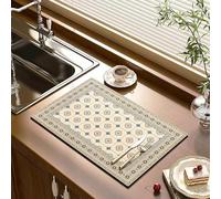 Ovker Tappetino scolapiatti, per macchina da caffè, ad asciugatura rapida, assorbente, per bancone della cucina, scolapiatti, bicchieri, antiscivolo e nessuna perdita d'acqua, 40 x 60 cm, K