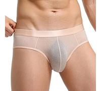 OVLAJ Boxer Uomo 2 Pezzi Super Morbidi Comodi Biancheria Bianche in Seta Ghiacciata Trasparente Slip da Uomo A Mesh Pantaloncini Stampati A Pedaggio Basso-Skin,L
