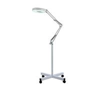 OVLIIYWZY Lampada da Terra con Lente d'Ingrandimento a LED, 360 Gradi; Base Stabile con Braccio Girevole Regolabile Lente d'Ingrandimento per Lettura - per Bellezza, salo