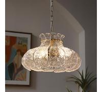 OVLIIYWZY Lampade a Sospensione Vintage della metà del secolo, Lampada a Sospensione in Vetro con Increspature dell'Acqua a 1 Luce, apparecchio di Illuminazione a sospen