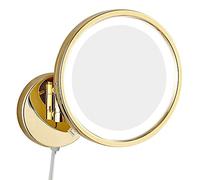 OVLIIYWZY Specchio cosmetico da Bagno, Specchio per Trucco a LED da Bagno, Montaggio a Parete Fedele in Ottone con Luce ingrandimento da Barba pieghev