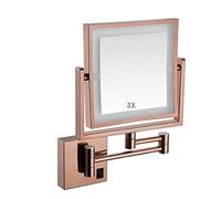 OVLIIYWZY Specchio per Trucco con Montaggio a Parete Ingrandimento 3X con ingrandimento a LED Specchio cosmetico cosmetico Illuminato su Entrambi i l