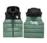Ovlize Gilet da Uomo Monst-er Hunt-er, Giacca Smanicato Inverno, Invernale Sportivo con Tasca Gilet, cold(Green,L)