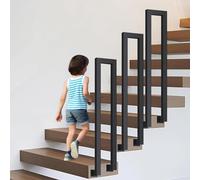 OVLRIJP Ringhiera per Scale Interne, Corrimano per Scale Interne a U, Ringhiera per Esterni con Viti, Corrimano Scale a Forma di U per Soffitta, Veranda e Corridoio (Nero-Montaggio Laterale, 110cm)