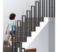 OVLRIJP Ringhiera per Scale Interne, Ringhiera in Ferro, Corrimano per Scale Interne, Ringhiere a Forma di U con Rivestimento Zincato, Corrimano a U per Soffitta, Veranda, Corridoio, 90cm/Nero