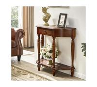 OVOGGPAN Consolle a mezzaluna con cassetto e ripiano, tavolo da ingresso in legno, tavolini da divano semicircolari per corridoio, soggiorno e ingresso(Brown,120cm/47.2in)
