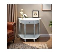 OVOGGPAN Consolle a mezzaluna con cassetto e ripiano, tavolo da ingresso in legno, tavolini da divano semicircolari per corridoio, soggiorno e ingresso(White,120cm/47.2in)
