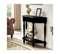 OVOGGPAN Consolle a mezzaluna con cassetto e ripiano, tavolo da ingresso in legno, tavolini da divano semicircolari per corridoio, soggiorno e ingresso(Black,120cm/47.2in)