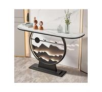 OVOGGPAN Consolle da ingresso con luce LED, piano in pietra sinterizzata e base in metallo, tavolino stretto e moderno ideale per corridoio, ingresso e soggiorno(Black+White,120cm/47.2in)