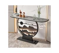 OVOGGPAN Consolle da ingresso con luce LED, piano in pietra sinterizzata e base in metallo, tavolino stretto e moderno ideale per corridoio, ingresso e soggiorno(Black+Gray,100cm/39.4in)