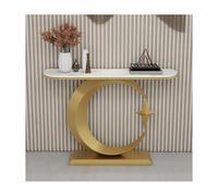 OVOGGPAN Consolle moderna per ingresso con piano in lastra di pietra spessa, robusto tavolino per corridoio, ideale per soggiorno, camera da letto e ingresso(Gold+White,120cm/47.2in)