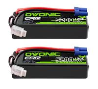 OVONIC Batteria Lipo da 3 s, 11,1 V, 5200 mAh, 120 C, con spina EC5, per auto RC, Truggy, quadricottero, elicottero, camion, barca, aereo (2 pezzi)