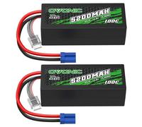 OVONIC Batteria Lipo da 4 s, 14,8 V, 100 C, 5200 mAh, con spina a T per RC auto, Truggy, quadricottero, elicottero, camion, barca, aereo (2 pezzi)