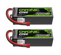 OVONIC Batteria Lipo da 4 s, 14,8 V, 120 C, 6500 mAh, con spina Deans T per auto RC, Truggy, quadcopter, elicottero, camion, barca, aereo (2 pezzi)