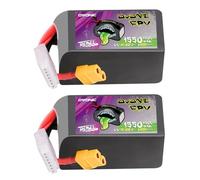 OVONIC Batteria Lipo da 6s, 1550 mAh, 22,2 V, 150 C, con spina XT60, per elicottero RC FPV, aereo, quadricottero, hobby racing (2 pezzi)