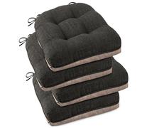 OVOV Cuscini per Sedie da Interno per Sedie da Pranzo, Set di 4 Cuscini per Sedie con Lacci e Supporto Antiscivolo Trapuntato, Cuscini per Sedie da Cucina in Tessuto di Lino Sintetico Traspirante