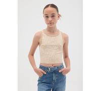 OVS, Canotta Da Ragazza In Cotone Elasticizzato Beige Con Fantasia Fitted, Bambina, Beige, Taglia: 10-11