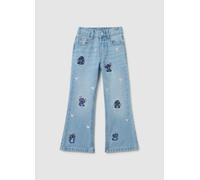 OVS, Jeans Da Bambina In Puro Cotone Azzurri Flare Con Ricami Disney, Azzurro, Taglia: 3-4
