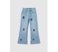 OVS, Jeans Da Bambina In Puro Cotone Azzurri Flare Con Ricami Disney, Azzurro, Taglia: 8-9