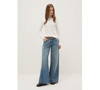 OVS, Jeans In Puro Cotone Blu Wide Leg Con Strappi, Donna, Denim, Taglia: 46