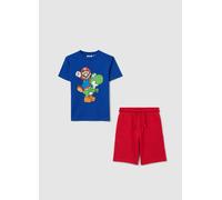 OVS, Jogging Set Blu E Rosso Stampa Super Mario™ E Yoshi, Bambino, Multicolor, Taglia: 8-9
