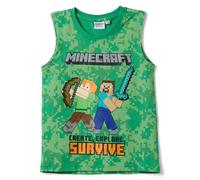 OVS KIDS, Canotta Verde In Puro Cotone Da Bambino Con Stampe Minecraft, Verde, Taglia: 8-9