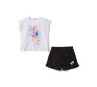 OVS KIDS Completo bianco e nero in cotone elasticizzato con t-shirt e shorts