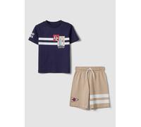 OVS KIDS, Completo Blu E Beige In Puro Cotone Con T-shirt E Shorts Per Bambino Regular Fit, Viola, Taglia: 6-7
