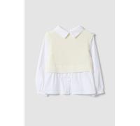OVS KIDS, Maglia Bianca In Misto Cotone Con Camicia Over Fit Per Bambina, Bianco, Taglia: 5-6