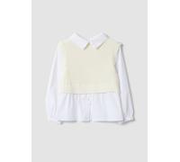 OVS KIDS, Maglia Bianca In Misto Cotone Con Camicia Over Fit Per Bambina, Bianco, Taglia: 7-8