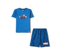 OVS Kids Pigiama Corto in Puro Cotone Blu da Bambino con Stampe Marvel
