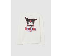 OVS KIDS, T-shirt Bianca A Maniche Lunghe Con Grafica Kuromi, Bambina, Bianco, Taglia: 7-8
