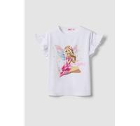 OVS KIDS, T-shirt Bianca In Cotone Elasticizzato Con Maniche Volant Per Bambina Regular Fit, Bianco, Taglia: 4-5