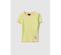 OVS KIDS, T-shirt In Cotone Gialla A Righe Da Bambina Regular Fit Con Patch, Giallo, Taglia: 7-8