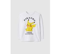 OVS KIDS, T-shirt In Puro Cotone Bianca Regular Fit Da Bambino Con Pikachu, Bianco, Taglia: 5-6