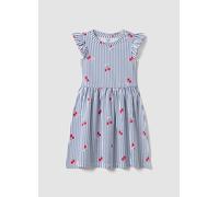 OVS KIDS, Vestito In Puro Cotone A Righe Blu Con Volant E Stampe Per Bambina, Multicolor, Taglia: 7-8