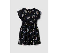 OVS KIDS, Vestito In Puro Cotone Nero Da Bambina Regular Fit Con Arcobaleni, Nero, Taglia: 3-4