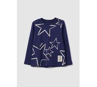OVS, Maglia Da Bambina In Puro Cotone Blu Regular Fit Con Stelle, Blu, Taglia: 8-9