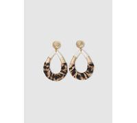 OVS , Orecchini A Goccia Beige Con Inserto Animalier, Donna, Beige, Taglia: ONE SIZE
