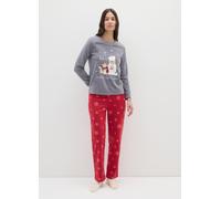 OVS, Pigiama Grigio E Rosso Natalizio, Donna, Multicolor, Taglia: M