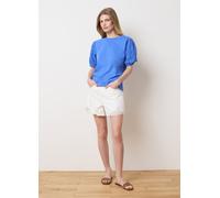 OVS, T-shirt Da Donna In Puro Cotone Blu Regular Fit Con Maniche Ricamate, Blu, Taglia: S