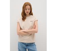 OVS, T-shirt In Puro Cotone Beige Relaxed Fit Con Stemma, Donna, Beige, Taglia: XS