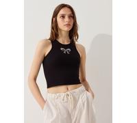 OVS, Tank Top Crop Con Fiocco In Strass, Donna, Nero, Taglia: M