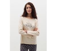 OVS, Top Pigiama Con Stampa "tu Es Unique", Donna, Beige, Taglia: M