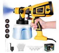 Ovshnrr Spruzzatore per vernice da 800 W, 1400 ml, pistola a spruzzo HVLP con 4 ugelli e 3 modelli, pistola a spruzzo elettrica portatile, per interni ed esterni, armadi, recinzioni, soffitti