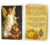 OVUNQUE PROTEGGIMI Angelo Custode Preghiera Immagini Santino, Set di 10 Immaginette Angelo Che Protegge i Bambini con Medaglia Madonna Miracolosa. Holy Card. Plastificate.