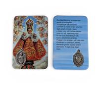 OVUNQUE PROTEGGIMI Immagini Santino, 1 Immaginetta dei Santi con Preghiera Multilingua, con Medaglia, Holy Card in Carta (Gesù Bambino di Praga)