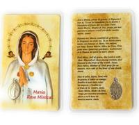 OVUNQUE PROTEGGIMI Immagini Santino, 1 Immaginetta dei Santi con Preghiera Multilingua. con Medaglia Madonna Miracolosa. Holy Card. Plastificate. (Maria Rosa Mistica)